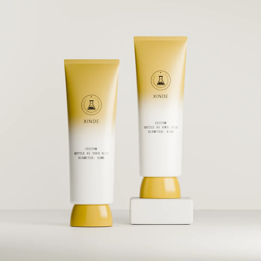 XDW-540 yellow gradient plastic cosmetic squeeze tubes, empty custom packaging for facial cream and body skincare products