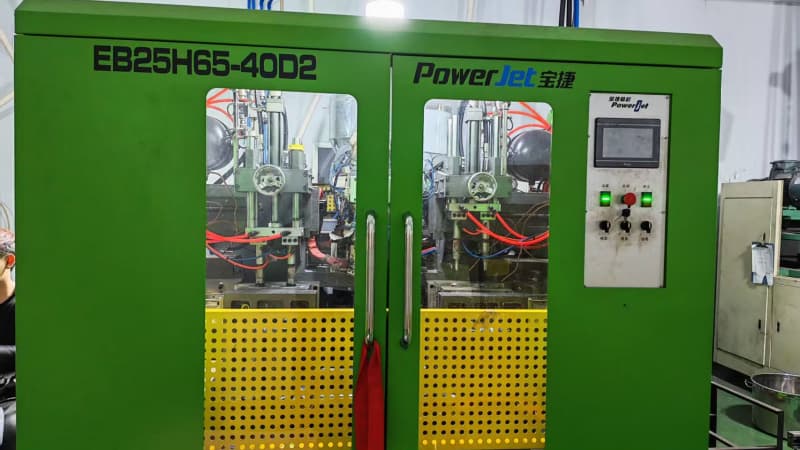 PowerJet EB25H65-40D2 automatic blow molding machine with double transparent doors and digital control panel
